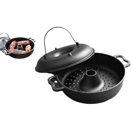 焼き芋器 石焼き風 - 鋳鉄製ホーロー仕上げ 多機能調理器具 焼き芋・とうもろこし・栗・ビビンバ対応 ダブルハンドル + 敷板 ・ガスコンロ対応 (二重穴さつまいも鍋,22cm)