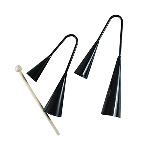 Holibanna Agogo Bell Instrument with Wooden Stick Traditional Samba Percussion for Early Education Two Tone Musical Sounds for Childrens Play and Learning
