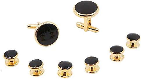ApolDirect 8 Pieces Men Round Cufflinks and Button Studs Set,Cuff Links for Formal Business Wedding Tuxedo Shirt Accessories