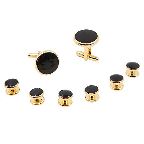 8 Pieces Men Round Cufflinks and Button Studs Set,Cuff Links for Formal Business Wedding Tuxedo Shirt Accessories