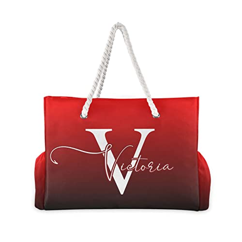 RunningBear Custom Red Black Large Beach Bags Personalized Shoulder Tote Bag for Women Customized Gym Tote2