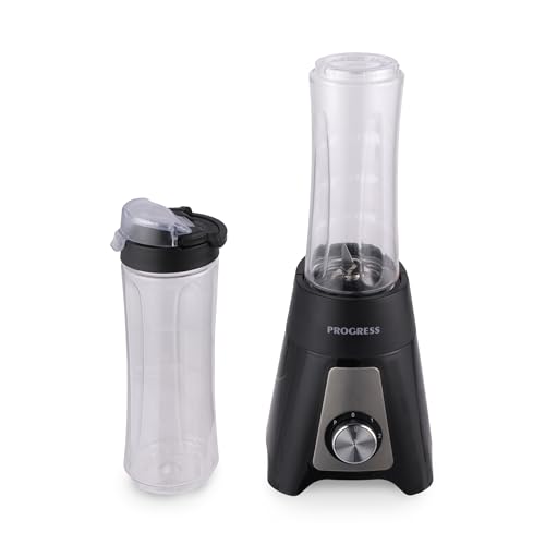 Progress Mixeur personnel- Machine à smoothie électrique, capacité de 600 ml, 2 réglages de vitesse avec fonction d’impulsion, 2 bouteilles de sport...
