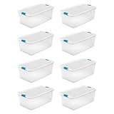 Sterilite 106 Quart Multipurpose Plastic Latching Lid Storage Tote Container for Home and Office...