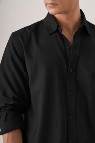 Image of CRYSTAL SKY Men Airy Linen Cotton Shirt Regular Fit Full Sleeves Solid Formal Shirt Stylish Daily Casual Office Wear