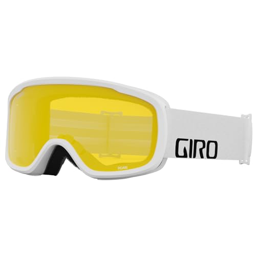 Image of Giro Roam Ski Goggles - Snowboard Goggles for Men, Women & Youth - White Wordmark Strap with Loden Green /Yellow Lenses