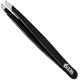 OCBA 1 Pcs Tweezers for Facial Hair Women & Men for Precise Grooming of Eyebrows - Professional Stainless Steel Black Color Coated Eyebrow Tweezers for Ingrown Hair on Nose Ear (1 Pack Black)