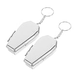 CIYODO 2 Piezas Ceniceros Portátiles de Metal con Tapa Diseño de Ataúd Resistente al Agua con Llavero para Halloween y Viaje al Aire