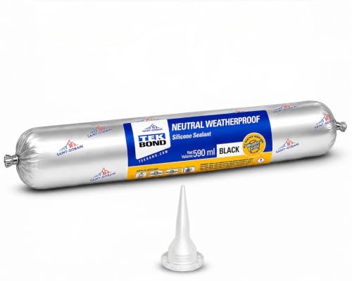 Image of HAXO Tekbond Neutral Weatherproof Silicone Sealant, Black 590 ml, UV Resistant, Anti-Fungal, Moisture Resistant Adhesive for Roof & Leakage Repair, For Concrete, Metal, Steel.
