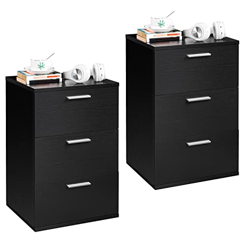 Yaheetech 2 x Nachtschrank Kommode Boxspringbett, Nachttisch Nachtkommode 59cm hoch, Schubladen mit Griff Yaheetech 2 x Nachtschrank Kommode Boxspringbett, Nachttisch Nachtkommode 59cm hoch, Schubladen mit Griff