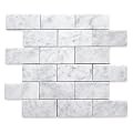 Tenedos Carrara White Marble 2x4 Grand Brick Subway Mosaic Tile Polished for Kitchen Backsplash Bathroom Flooring Shower Surround Dining Room Entryway Corrido Spa (1 Sheet)