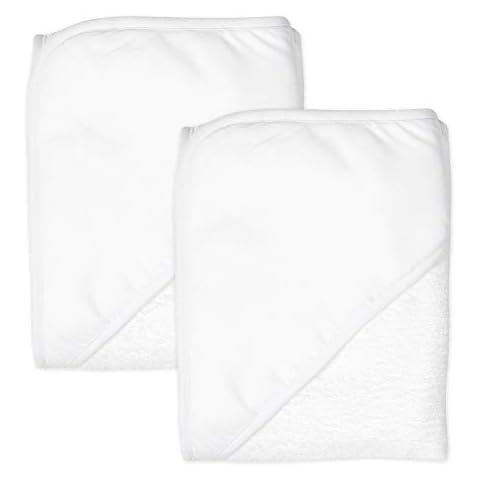HonestBaby 2-Pack Organic Cotton Hooded Towels, Bright White, One Size, Bright White, One size Cover