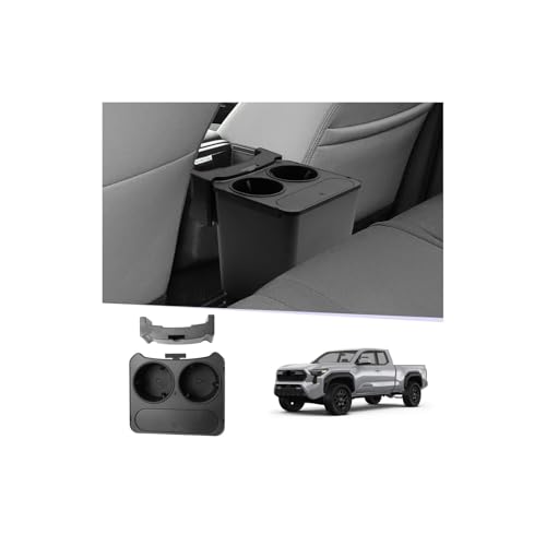 Image of LUWU 2025 2026 Tacoma Trash Can Compatible with 2024 2025 Toyota Tacoma Accessories Trash Bin [with 2 Cup Holders] Extra Rear Storage Box Garbage Cans Trashcan