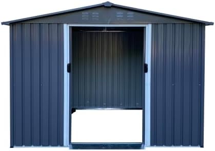 Catalina Creations Outdoor Storage Shed 8 x 6 FT Large Metal Tool Sheds, Heavy Duty Storage House with Sliding Doors with Air Vent for Backyard Patio Lawn to Store Bikes, Tools, Lawnmowers Dark Grey