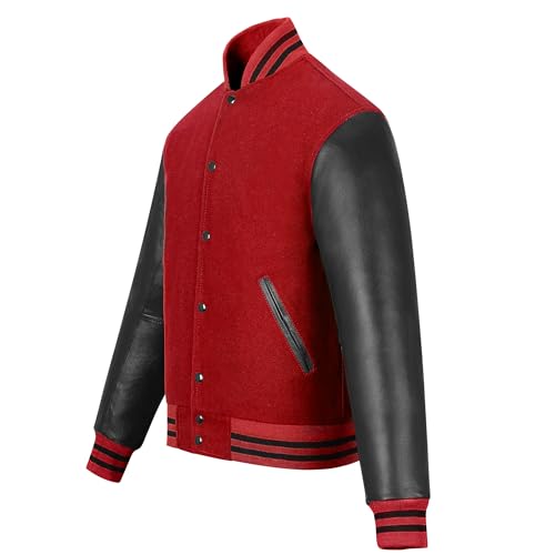 Image of Varsity Jacket Baseball Letterman Jacket- Wool and Leather Premium Quality Unisex Basketball Jacket