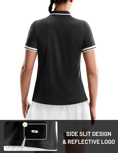 Image of MIER Golf Polo Shirts for Women - 1 /4 Zip Short Sleeve Tennis Tops, Dry Fit