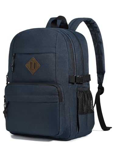 Image of Kasqo School Backpack, 20L Dual Compartment Bookbag for Boys Teens, Navy | 20L, Machine Washable, Water-Resistant, Fit 15.6 Inch Laptop, Dual Main Compartment, 8 Pockets, Side Compression Buckles