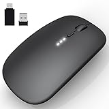 Rechargeable Wireless Mouse, 2.4Ghz Silent Computer Office Mouse, Portable Slim Optical Mouse with...