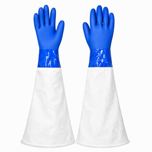 Sandblaster Gloves 24.5 Heavy Duty Rubber Sandblast Cabinet Gloves with 8 Opening Durable Canvas Sleeves Sand Blasting Work Gloves for Most Sandblasting Cabinets Anti-Slip & Wear-Resistant Blue