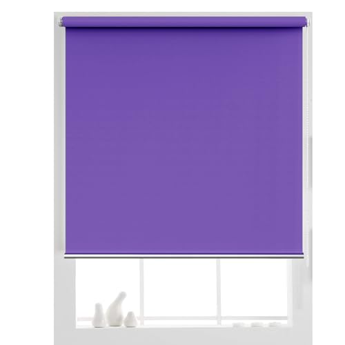 Persianas enrollables sin taladro, 105 x 90 cm, translúcidas y opacas, estilo romano y vertical, persianas de día y noche, fáciles de instalar, cortinas moradas para cualquier habitación