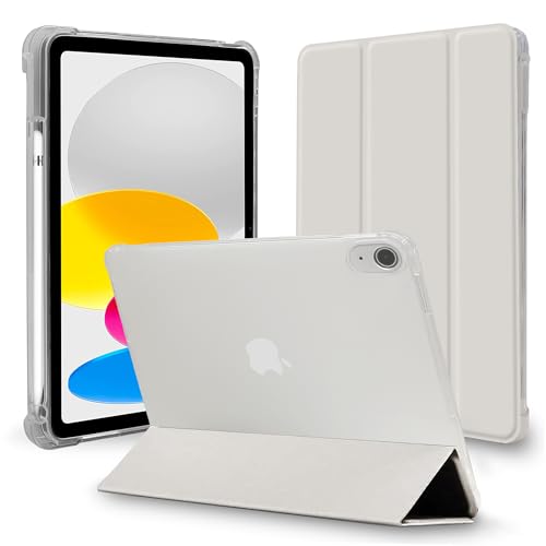 MS factory iPad 11世代 10世代 ケース アイパッド 第11世代 A16 (2025) 第10世代 用 11インチ 10.9インチ カバー ペンシル収納 衝撃吸収 半透明 ソフトTPU スタンド オートスリープ ライト グレー IPD-10-S-CLH-LGY