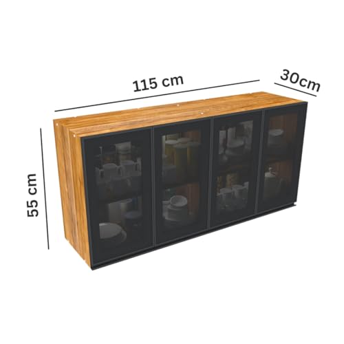 Image of SPECIALITY PANELS Multipurpose Cabinet with Modern Elegance Tinted Glass Wall Cabinet, Space Organizer for Office /Kitchen in (Cochwood Dark, 4 Glass Shutter)