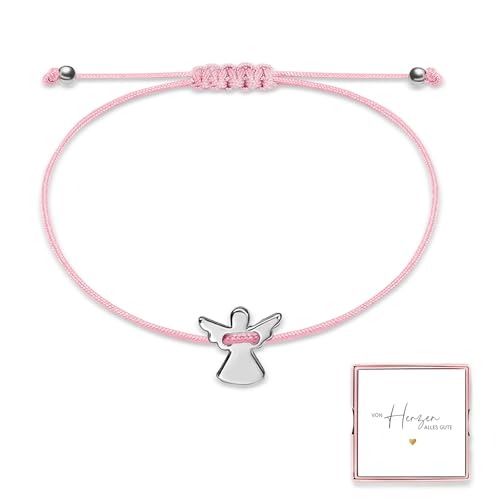 Bracelet ange gardien en argent avec corde tressée réglable – Bracelet ange comme cadeau de communion, cadeau de baptême, confirmation, baptême,...
