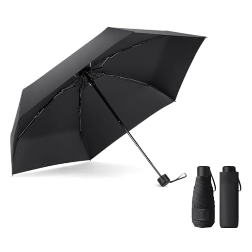 Vicloon Mini Paraguas Pequeño del Sol,Paraguas de Viaje Portátil Resistente Anti UV Plegable Longitud 17cm 6 Costillas Grueso Negro Tela de Goma,para Actividades al Aire Libre - Adultos y Niños