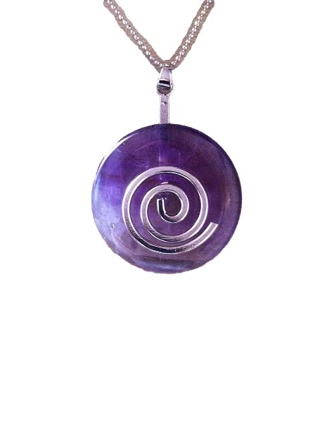 Pendentif donut améthyste véritable gravée fleur de vie et spirale de qualité supérieure