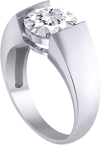 3.00Ct Round Cut Lab Created Diamond Bezel Set Man's Engagement Wedding Ring 14K White Gold Finish 925 Sterling Silver Ring