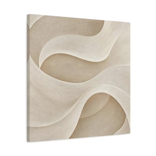 Toile abstraite beige vagues 60x60cm pour habiller un mur vide