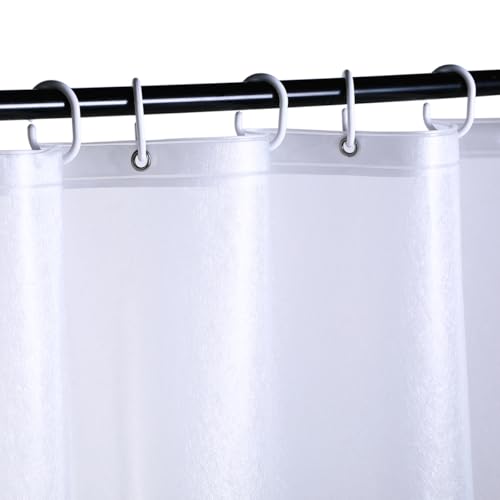 Image of Short Shower Curtain Liner 72 x 65 Inch, Waterproof Frosted Plastic Shower Liner with Rustproof Metal Grommets and 3 Weights for Bathroom