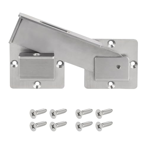 Pxoerzy Loquet de portail à rabat avec trou de cadenas, loquet de portail en acier inoxydable pour clôture, loquet double robuste pour clôture en bois, porte battante et coulissante, porte de grange,