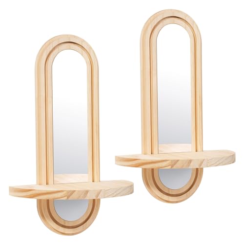 WUTAOBON Wooden Wall Floating Shelves, 2PC Boho Arched Wall Shelf,Decorative