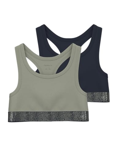 NAME IT Mädchen Nkfshort Top 2p Noos Bustier, Seagrass, 146-152 EU