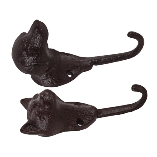 POPETPOP 2 piezas Gancho de Pared de Hierro Fundido con Diseño de Cabeza de Mascota Vintage para Colgar Toallas Ropa y Llaves Fácil Instalación para Cocina Baño y Hogar