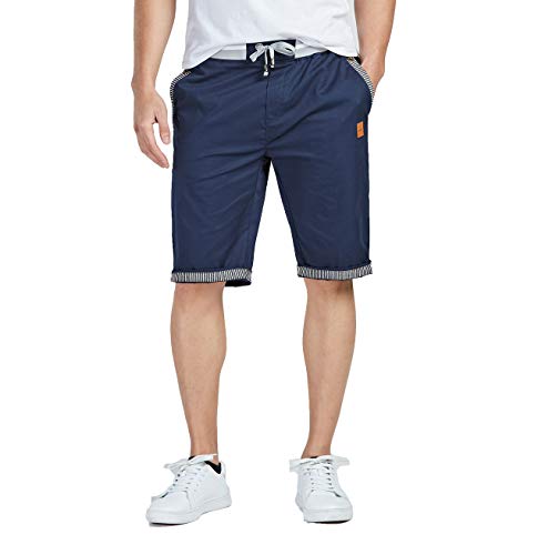 Image of Tansozer Men's Shorts Casual Classic Fit Drawstring Summer Beach Shorts with Elastic Waist and Pockets