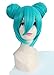 Vocaloid Cosplay Costume Wig Blue Short Synthetic Hair with Buns Halloween Party Anime Pelucas