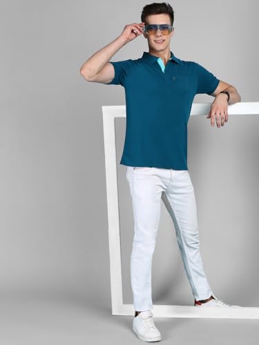 Image of Lux Cozi Men Cotton Regular Fit Polo Neck Half Sleeve Solid Casual T-Shirt with Chest Pocket | Pack of 2 |