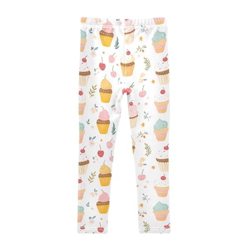 Cherry Cake Ice Cream Print Girls Leggings Soft Stretch Workout Yoga Dance Pants for Kids Casual Tights2