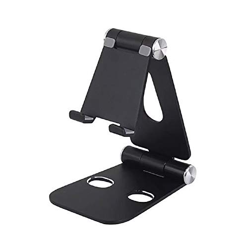 iMagitek Portable Universal Dual Foldable Adjustable Cell Phone Desk Stand Tablet Stand Compatible with Phone 11 Pro Xs Max Xr X 8 7 6 6s Plus and 4-7 Inch Devices (Black)