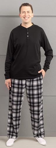 #followme Pajama Set for Men with Thermal Henley Top and Polar Fleece Pants4