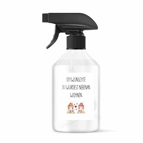 BOHORIA Ambientador de 500 ml – Regalo con texto en alemán 'Die Welt ist schön weil du mit drauf bist. Happy Birthday!' – Ambientador en espray – Aroma fresco de lavandería (Deseo, 500 ml)