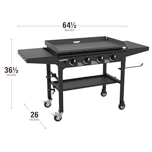 Blackstone 1554 36” Omnivore Griddle with Folding Side Shelves, Powder Coated Steel, Black Blackstone 1554 36 Omnivore Griddle with Folding Side Shelves Powder Coated Steel Black