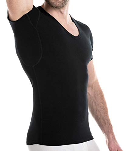 FINN Camisetas Hombre con Inserciones Antisudor - Ropa Interior Transpirable Negro L