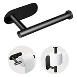 Toilet Paper Holder, Stainless Steel & No Drilling Black Toilet Paper Holder Wall Mount, Waterproof Self Adhesive Toilet Paper Holders for Bathroom, Kitchen, Washroom