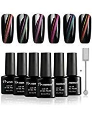 VRENMOL 6 Colors Magnetic 9D Cat Eye Chameleon UV LED Nail Gel Polish Shining Set Nail Art Kit 8ml + Free Magnet Stick …