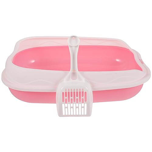 Caja de arena para gatos de plástico 1 set rosa portátil miniatura 1