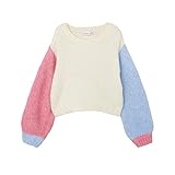 NAME IT Girl's NKFLULLE LS Cropped Boxy Knit Box Pullover, Serenity, 122/128