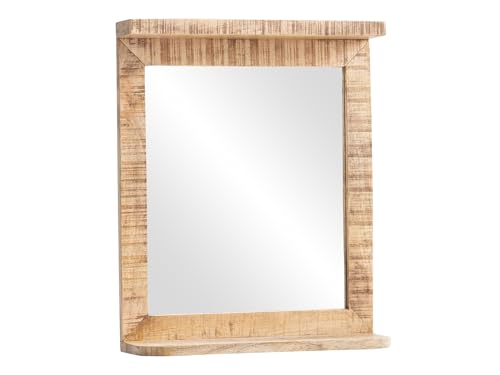 Woodkings Wandspiegel Caribou | rustikaler Badspiegel 52x62x15 aus Mangoholz | Perfekt für Bad und Gäste-WC | Dekoratives Accessoire