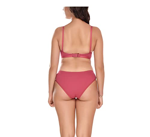 Image of Elina Women's Full Coverage Non Padded with Detachable Strap Cotton Hosiery Bra and Panty Set (Lovia Set)